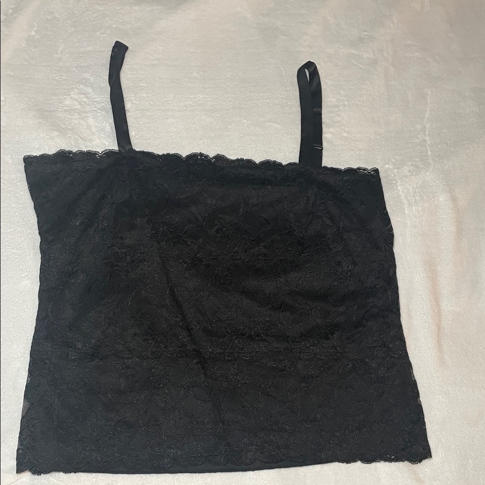 Coldwater Creek Black Lace Trim Top